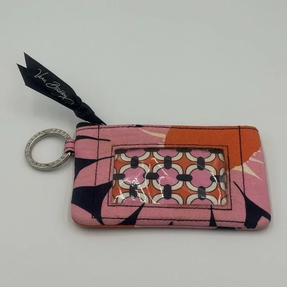 Vera Bradley Zip Coin Purse ID Holder Credit Card Case Pink Flowers Wallet‎ - Picture 5 of 12